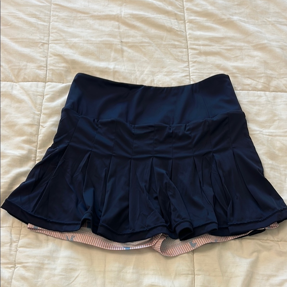 Navy Blue Pleated Skirt